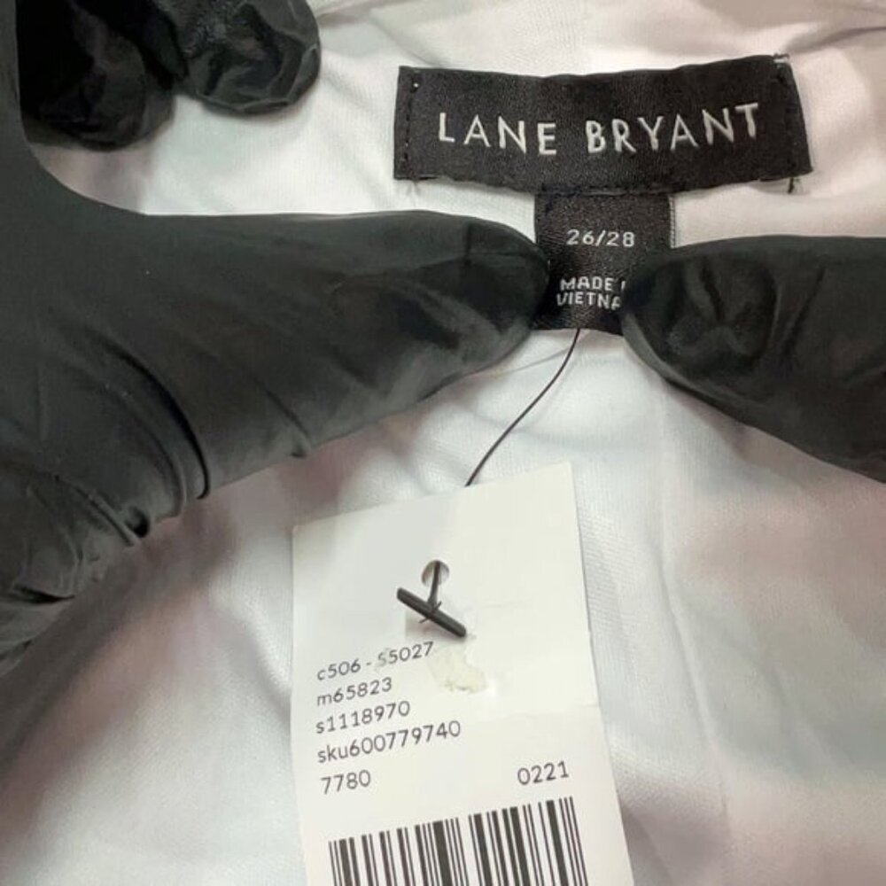 NWT Lane Bryant White Textured Ruched Shoulder Peplum Blouse Size 26/28 - Picture 5 of 6